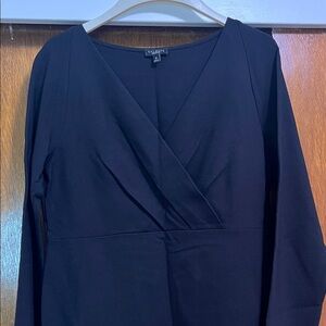 Talbots Black Long-Sleeve V-Neck Dress
